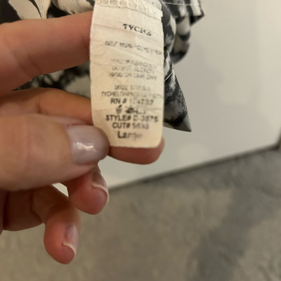 Women’s Sleeveless Mini Dress In Gray & White Tropical Pattern Size Medium - Picture 7 of 8